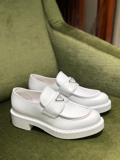 prada brushed leather loafers white|Prada brushed leather loafers men.